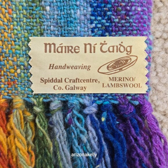 NWOT Handwoven Merino Wool Colorful Stripe Scarf Ireland - Picture 3 of 9